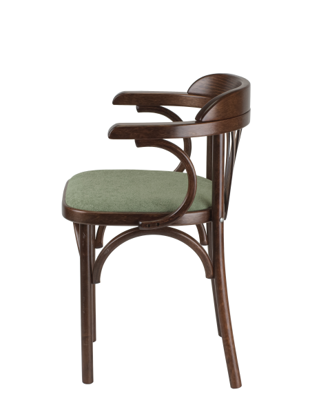 Стул Венский темный тон, букле зеленый MOSS 615, дуги назад
