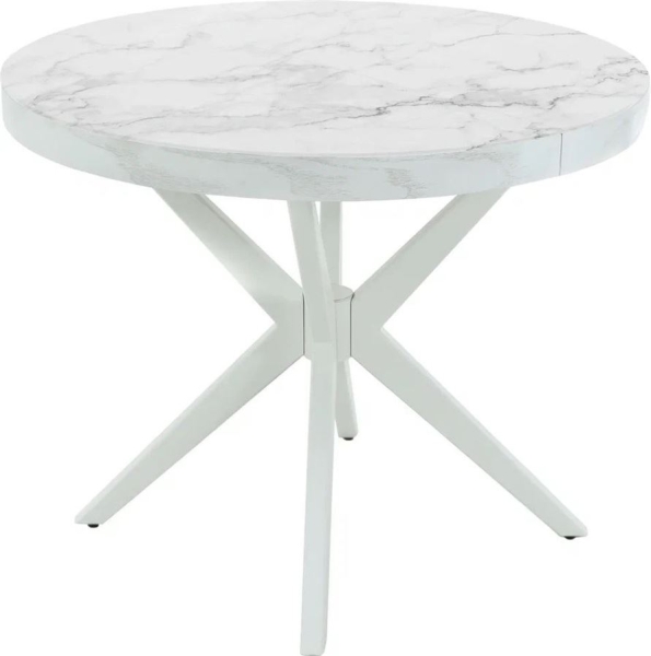 Стол раздвижной "Оскар D95" Glass фотопечать мрамор №71, тон 9 эмаль белая Стол раздвижной "Оскар D95" Glass фотопечать мрамор №71, тон 9 эмаль белая