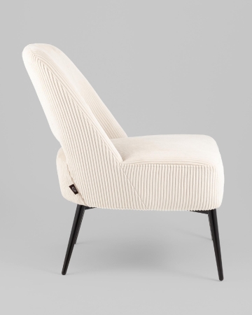 Кресло лаунж Бостон велюр рельефный молочный