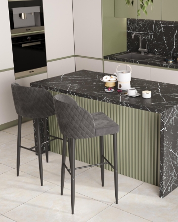 Стул барный Оскар велюр серый