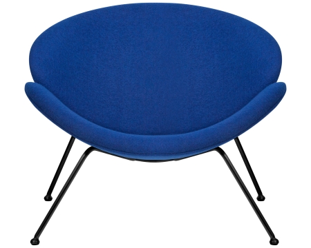 Кресло дизайнерское EMILY, синяя ткань, черное основание