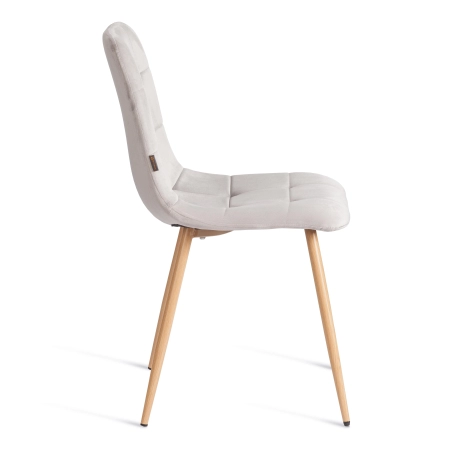 Стул CHILLY светло-серый и серый, велюр и металл, мягкое сиденье, без подлокотников