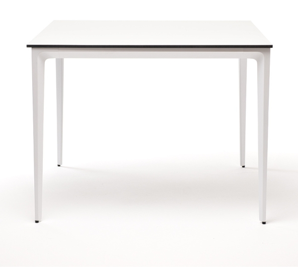 "Малага" обеденный стол из HPL 90х90 см, цвет молочный, каркас белый