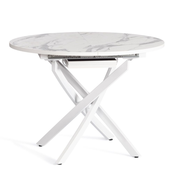 Стол MANZANA ЛДСП, HPL, металл, мрамор светлый, белый