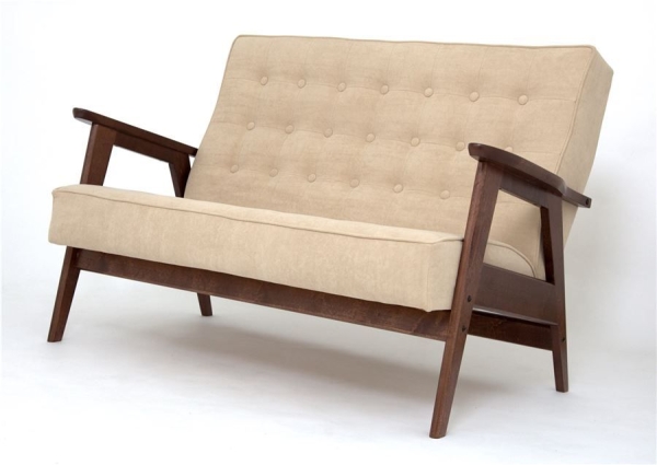 Диван двухместный РЕТРО темный тон, RS 03 - бежевый Диван двухместный РЕТРО темный тон, RS 03 - бежевый