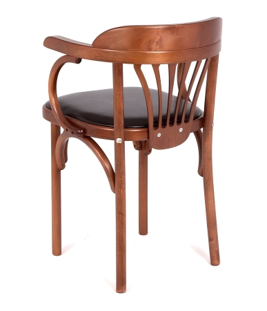 Деревянный стул Венский средний тон с мягким сиденьем из экокожи