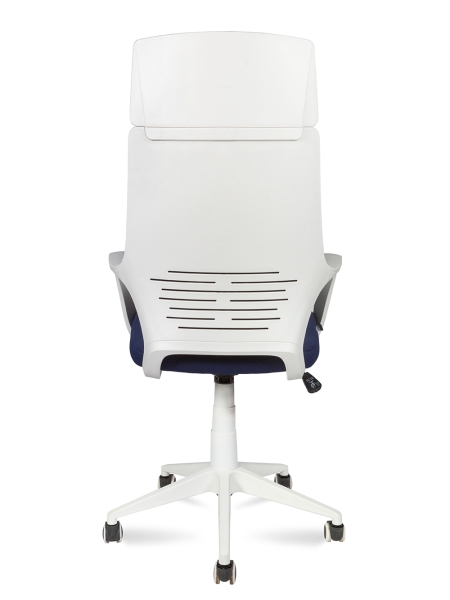 Кресло офисное IQ белый  пластик темно-синяя ткань