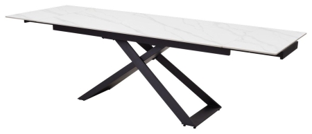 Стол LIVORNO 180 MATT WHITE MARBLE SINTERED STONE, BLACK