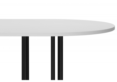 Стол деревянный Хьюго О 200 х 90 белая шагрень пленка, черные ноги