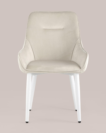 Стул Диана велюр кремовый ножки белые