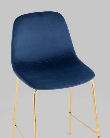 Стул полубарный Валенсия SN ткань синий золотые ножки