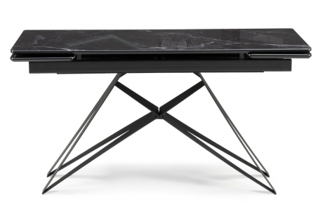 Стол стеклянный Блэкберн 140(200)х80 черный мрамор, черная пленка, черный