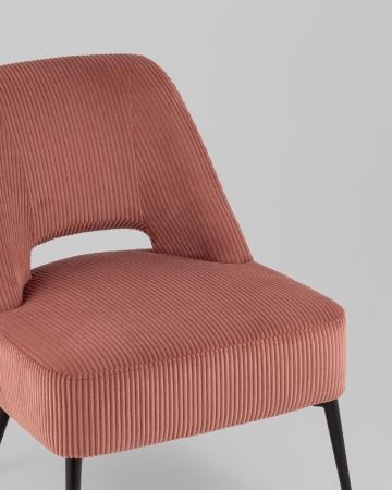 Кресло лаунж Бостон велюр рельефный коралловый