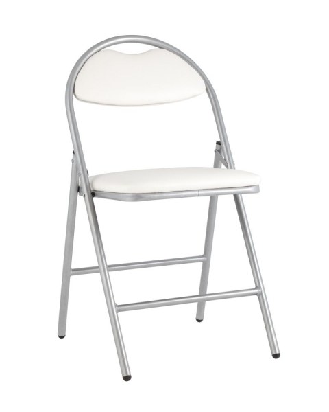 Стул складной Hagen экокожа белый каркас металлик Стул складной Hagen экокожа белый каркас металлик