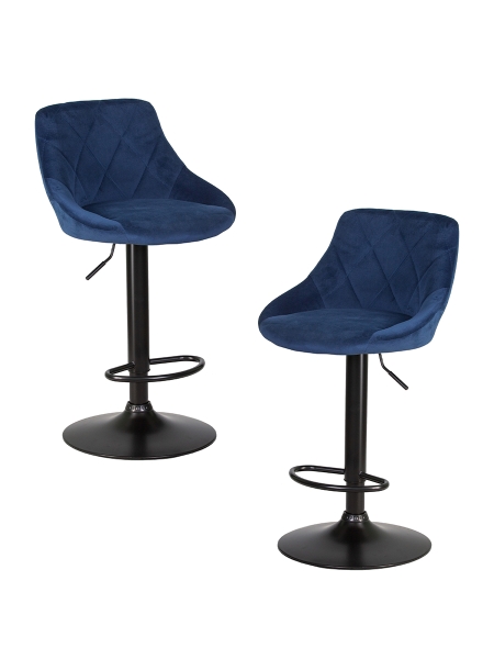 Набор 2 шт Стул барный LOGAN BLACK, синий велюр (MJ9-117)