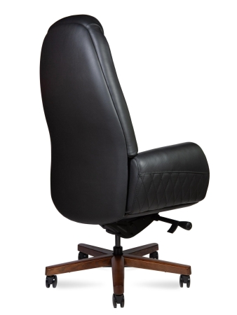 Кресло офисное Verdi черный, натуральная кожа и дерево и пластик, мягкое сиденье, с подлокотниками