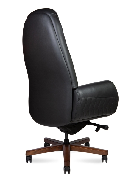 Кресло офисное Verdi черный, натуральная кожа и дерево и пластик, мягкое сиденье, с подлокотниками