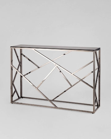 Консоль АРТ ДЕКО 115*30 стекло дым сталь темный хром