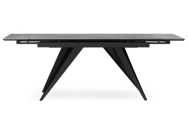 Керамический стол Дарвин 140(200)х80 серый мрамор larka grey, черный