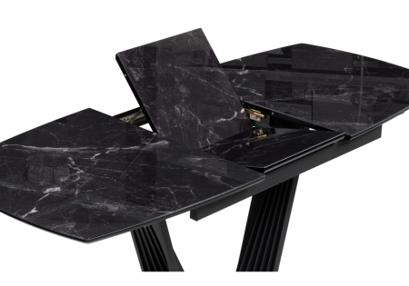 Стол стеклянный Вейл 140(180)х80 черный мрамор, черный