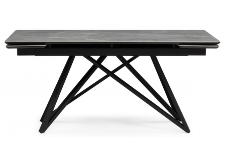 Керамический стол Вилсон 140(200)х80 серый мрамор larka grey, черный