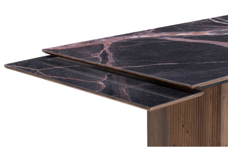 Стеклянный стол Монерон 200(260)х100х77 мейджик, орех кантри