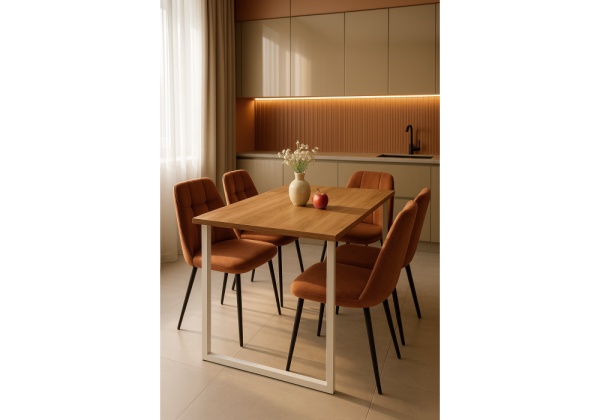 Стол деревянный Лиман 140 x 80 дуб крафт золотой, белый матовый