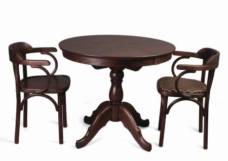 Стол круглый раздвижной из массива дерева темный тон