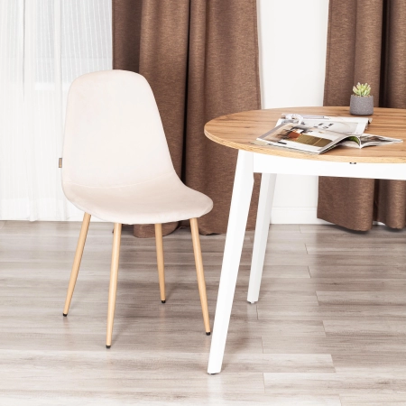 Стул BREEZE (mod. JSC-58) велюр и металл, бежевый и светлое дерево