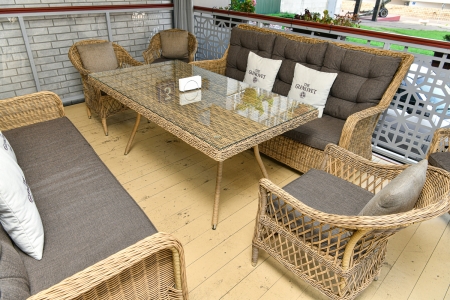 "Гляссе" диван трехместный из искусственного ротанга, цвет соломенный