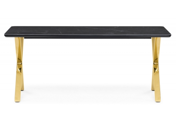 Керамический стол Селена 3 180х90 черный мрамор, золото