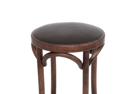 Полубарный деревянный табурет Венский 650 темный тон с мягким сиденьем из коричневой экокожи