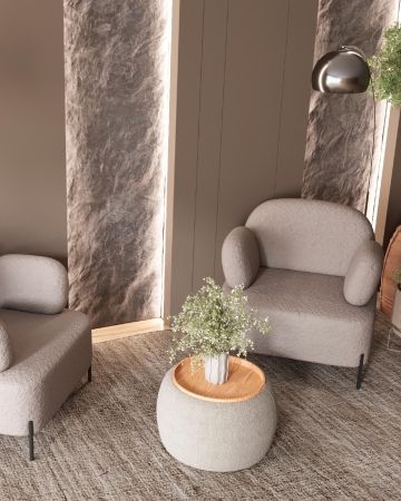 Пуф-столик Люкке с ящиком серый