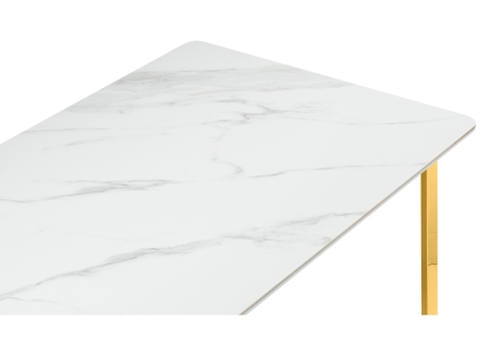 Стол керамический Селена 2 180х90х77 белый мрамор, золото