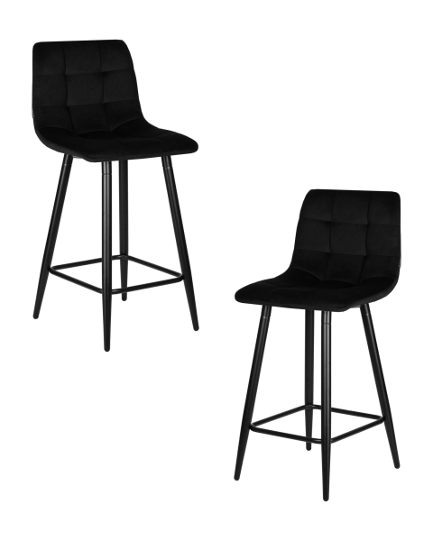 Набор 2 шт Стул полубарный OLIVIA, черные матовые ножки, черный велюр (108-77)