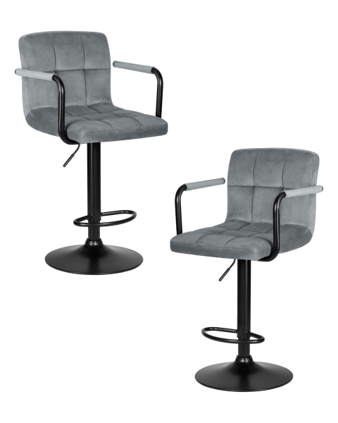 Набор 2 шт Стул барный KRUGER ARM BLACK, серый велюр (MJ9-75)
