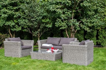 Лаунж-зона "Капучино Сингл" из искусственного ротанга (гиацинт), цвет серый