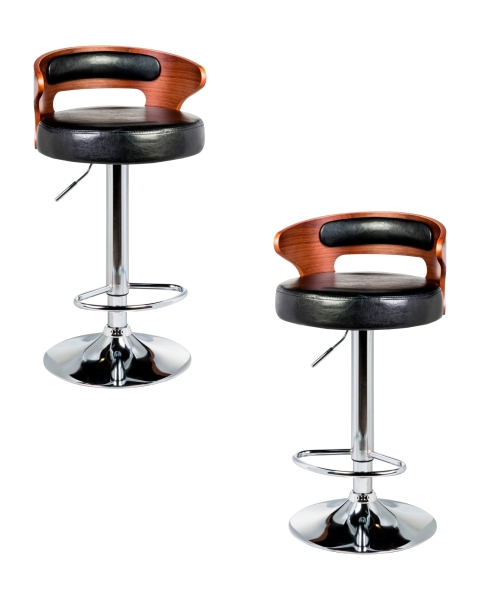 Набор 2 шт Стул барный FRED, коричневое дерево, черный