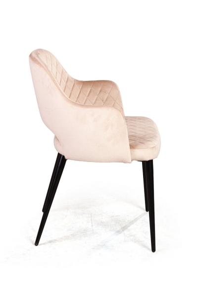 Стул William с подлокотниками ромб, бархат бежевый, черный конус