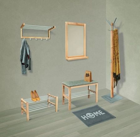 Банкетка Альберо SHT-B2 прозрачный лак, кедровый, алюминий металл