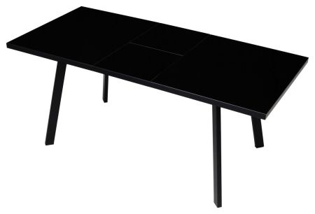 Стол ФИН 140 черный, стекло, черный каркас