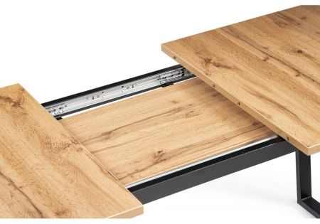 Стол деревянный раскладной Лота Лофт 120*25 мм черный матовый, дуб вотан
