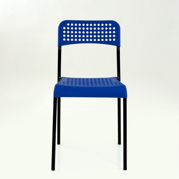 Стул UNO темн-синее сиденье, корпус черный стопируемый