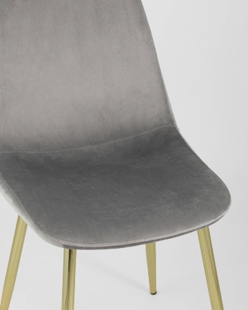Стул Валенсия велюр серый золотые ножки