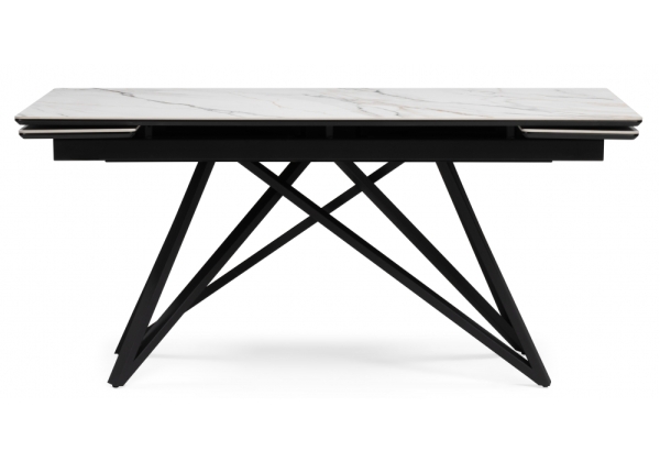 Керамический стол Вилсон 160(220)х89 белый золотой, черный
