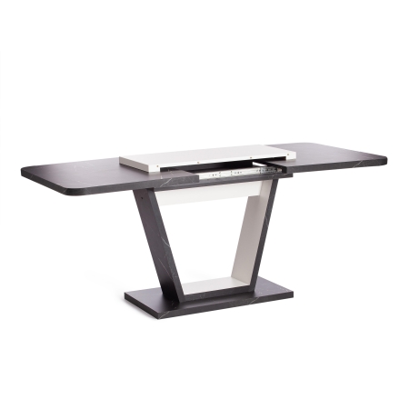 Стол обеденный VOX раздвижной, ЛДСП, мрамор черный, белый