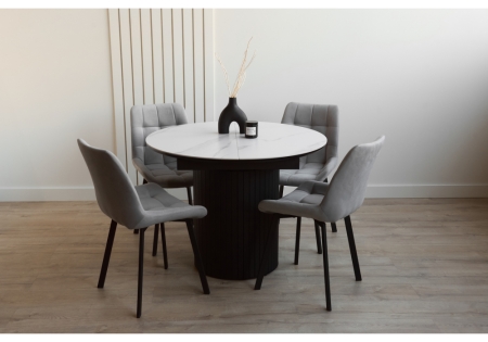 Керамический стол Лорен 100(140) snow white, черный