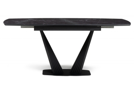 Стол стеклянный Вейл 140(180)х80 черный мрамор, черный