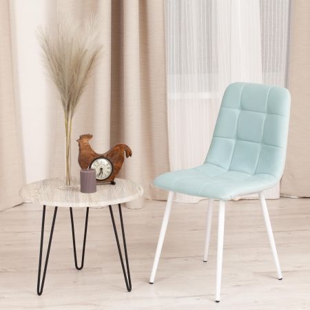 Стул CHILLY MAX велюр и металл, 45х54х90 см, бирюзовый 20, белый