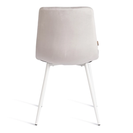 Стул CHILLY светло-серый с белыми ножками, велюр и металл, мягкое сиденье, без подлокотников